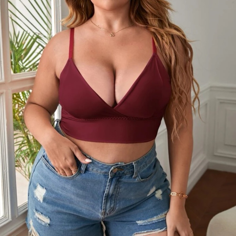 Boho plus size lilac purple plunging V neckline bralette - Picture 12 of 16